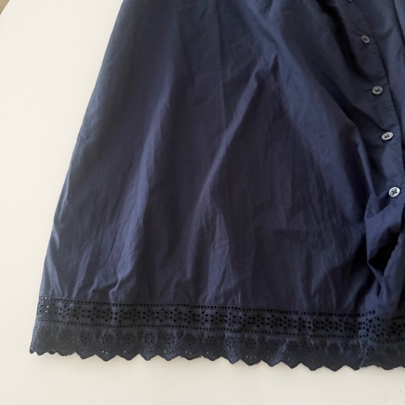 DOEN Saison Broderie Anglaise-trimmed Organic Cotton-poplin Midi Dress  XXS - Picture 7 of 15